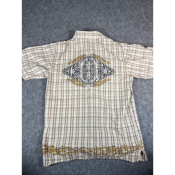 Vintage 90s U-Kan-B-U Button Up Shirt Boys Large Brown Plaid Grunge Gothic Work - Picture 5 of 5